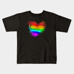 colorful Rainbow Heart Kids T-Shirt